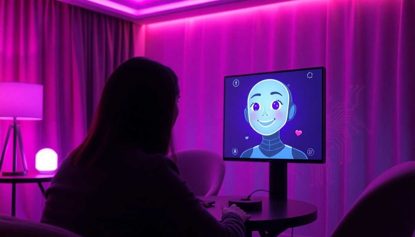 Engaging AI sexchat scene with inviting ambiance and playful character.
