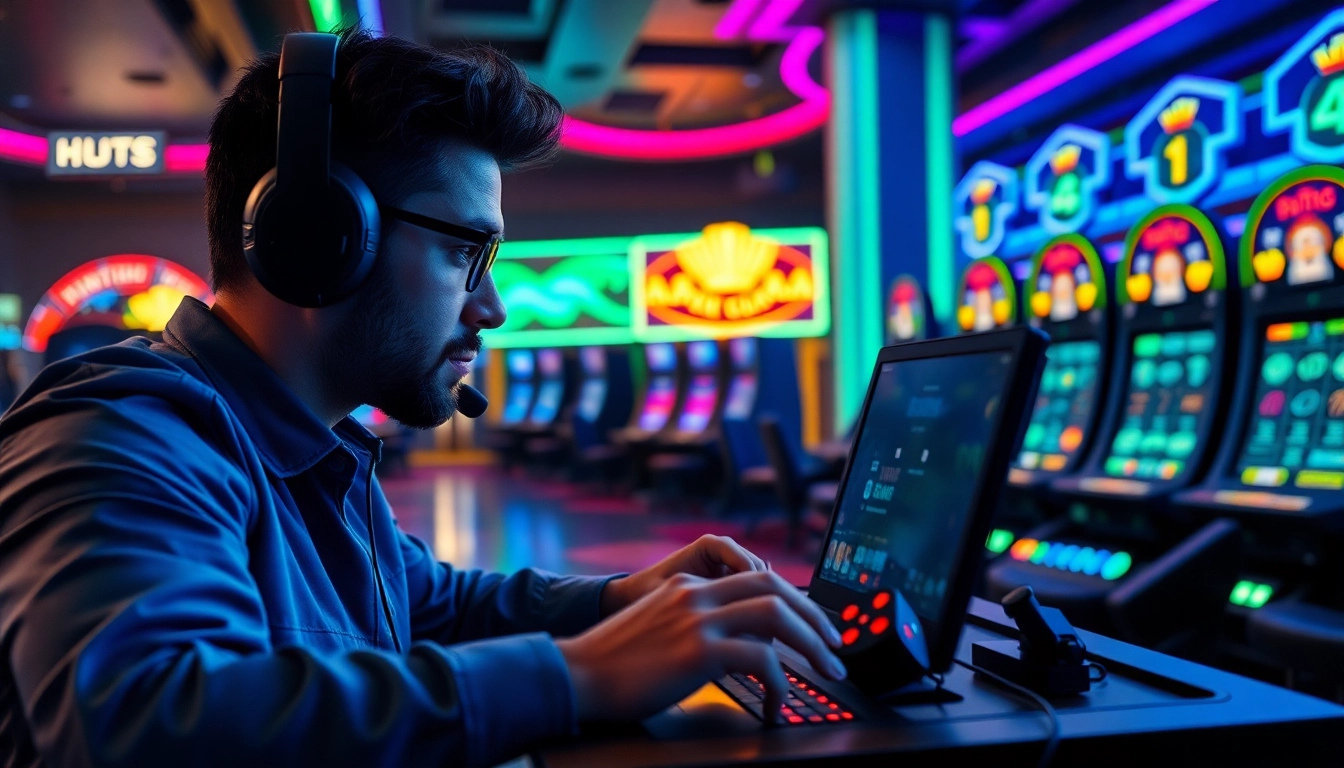 Placing a bet in the best crypto casino environment filled with neon lights.
