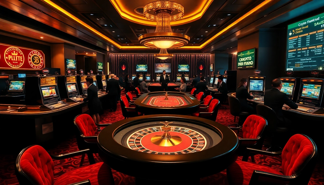 Exciting gameplay at a luxury crypto casino France with poker and slot machines.
