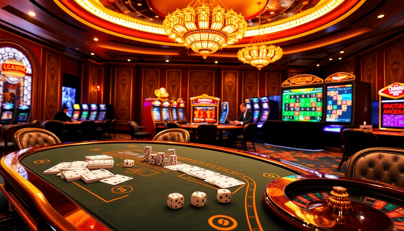 Place bets and engage in games at a premier crypto online casino environment, highlighting excitement and luxury.